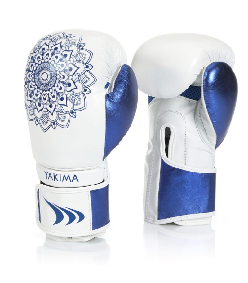Rękawice kobiece MANDALA WHITE/BLUE 12 oz
