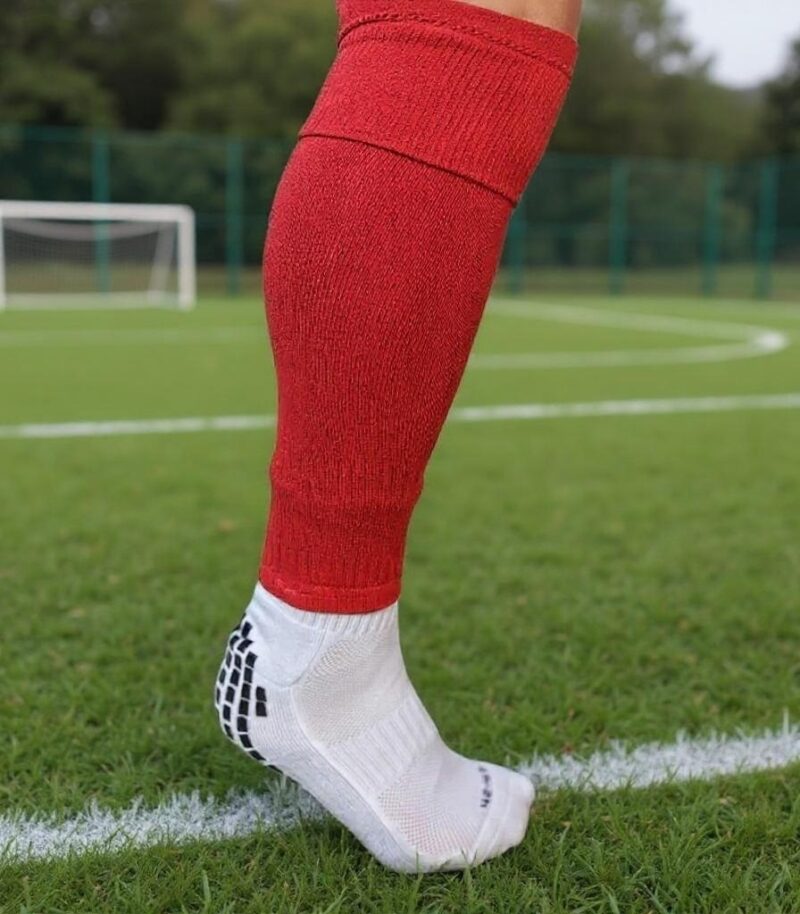 Getry piłkarskie czerwone skarpety bez stóp 37-41